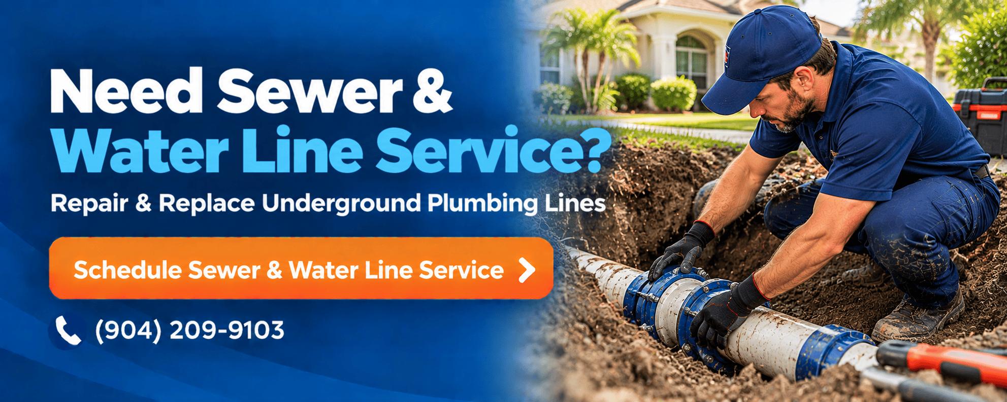 Sewer & Water Line Service Repair Banner